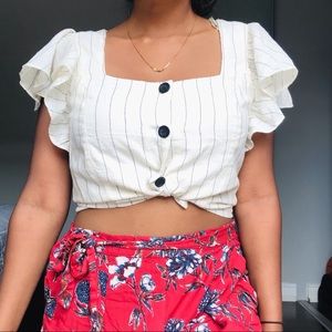 Crop Top With Flutter Sleeves - NWOT